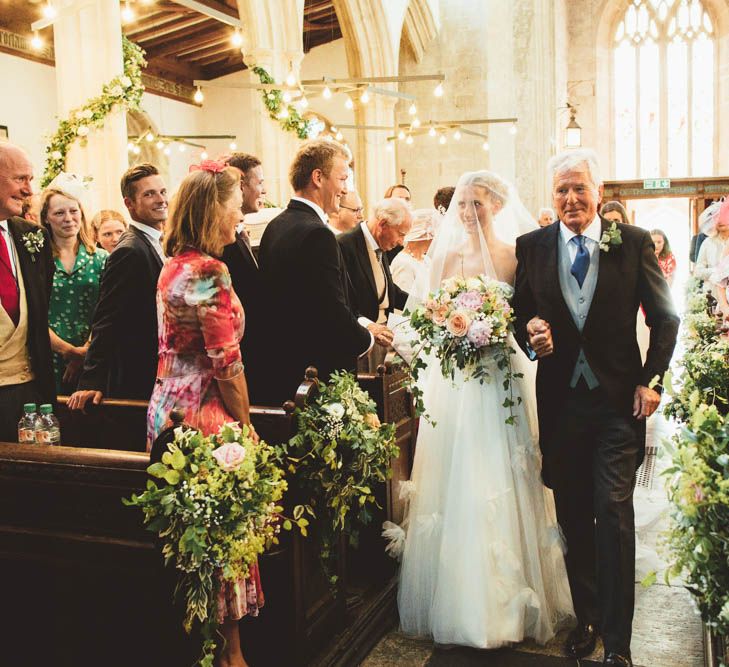 Church Wedding Ceremony Bridal Entrance in Tulle and Applique Halfpenny London Wedding Dress