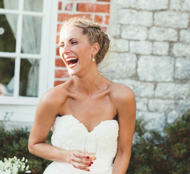 Beautiful Bride in Sweetheart Neckline Wedding Dress  with Braided Up Do