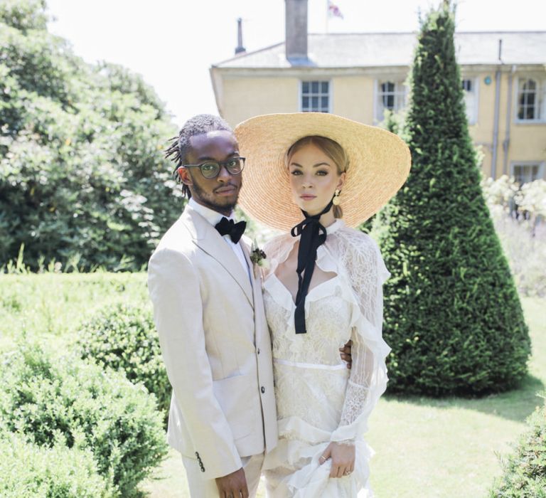 Bride and groom at Italian micro themed wedding