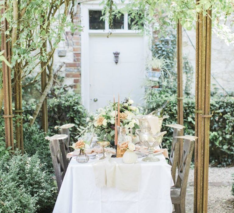 Intimate tablescape at The Old Rectory Estate for an Italian themed micro wedding