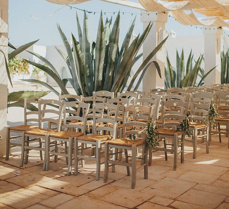 Outdoor Aisle &amp; Altar Style | Brightly Coloured Destination Wedding at Masseria Potenti Wedding Venue, Puglia, South Italy | Petar Jurica Photography | Marco Odorino Film