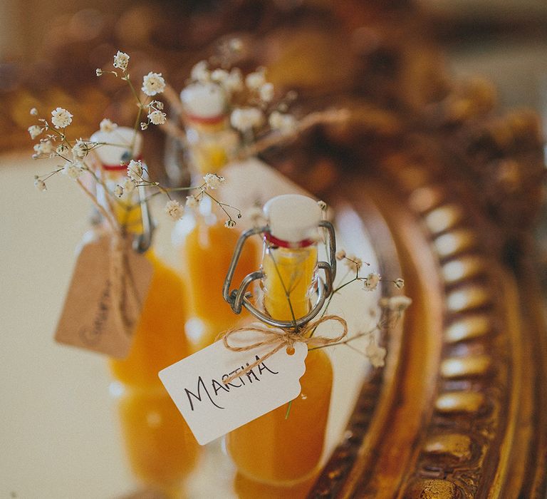 Homemade Limoncello  Wedding Favours | Brightly Coloured Destination Wedding at Masseria Potenti Wedding Venue, Puglia, South Italy | Petar Jurica Photography | Marco Odorino Film