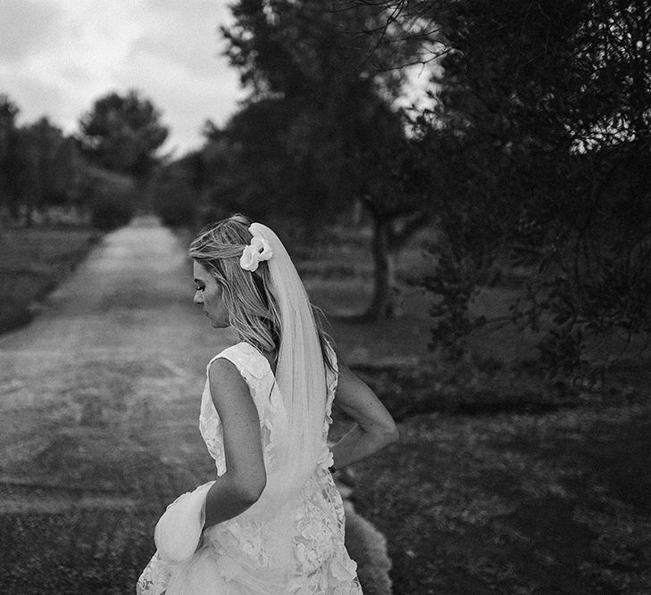 Bride in Custom Clemence Halfpenny London Bridal Gown | Brightly Coloured Destination Wedding at Masseria Potenti Wedding Venue, Puglia, South Italy | Petar Jurica Photography | Marco Odorino Film