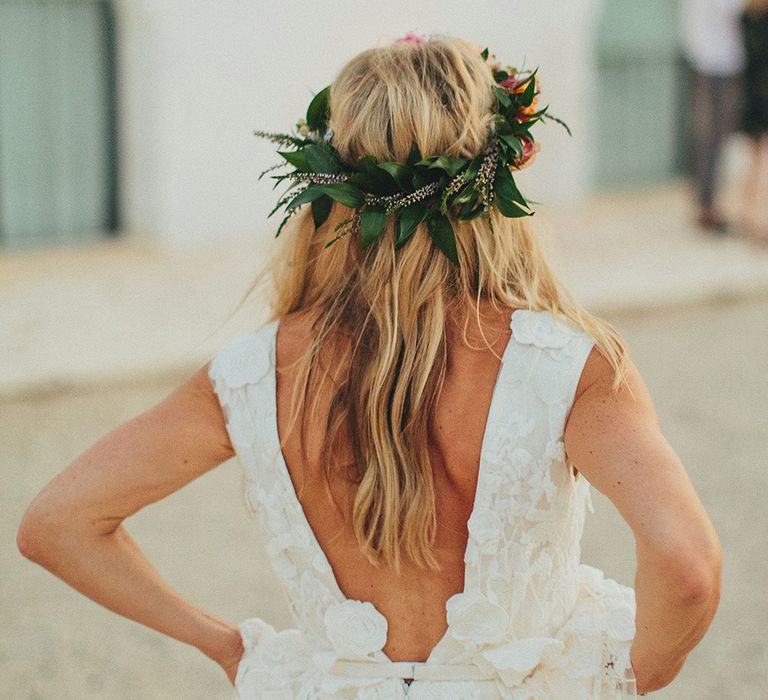 Bride in Custom Clemence Halfpenny London Bridal Gown | Brightly Coloured Destination Wedding at Masseria Potenti Wedding Venue, Puglia, South Italy | Petar Jurica Photography | Marco Odorino Film