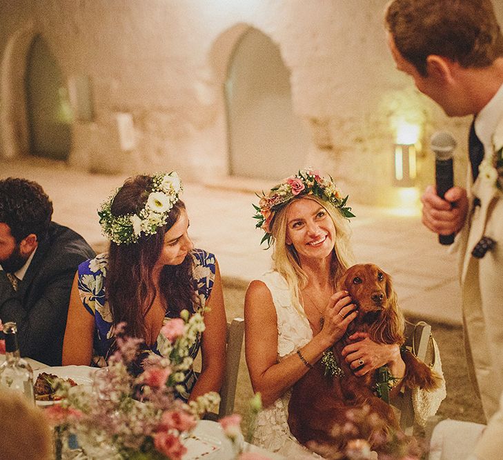 Outdoor Wedding Reception Speeches | Brightly Coloured Destination Wedding at Masseria Potenti Wedding Venue, Puglia, South Italy | Petar Jurica Photography | Marco Odorino Film