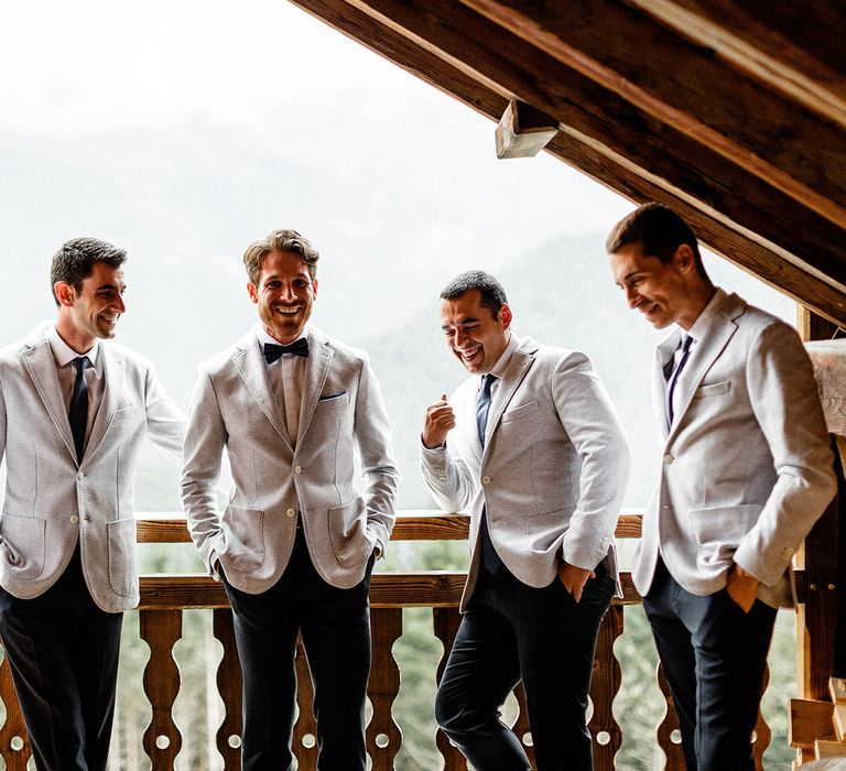 Groomsmen in Grey Blazers and Navy Chino's