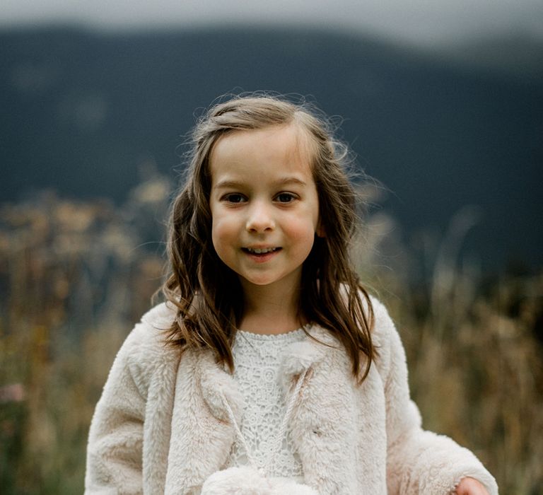 Flower Girl with Fur Jacket and Basket