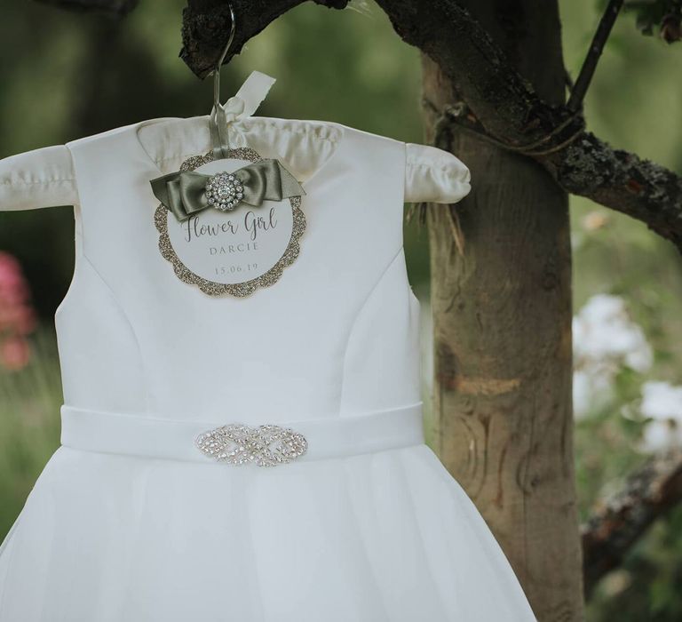 Flower Girl Dress With Personalised Hanger