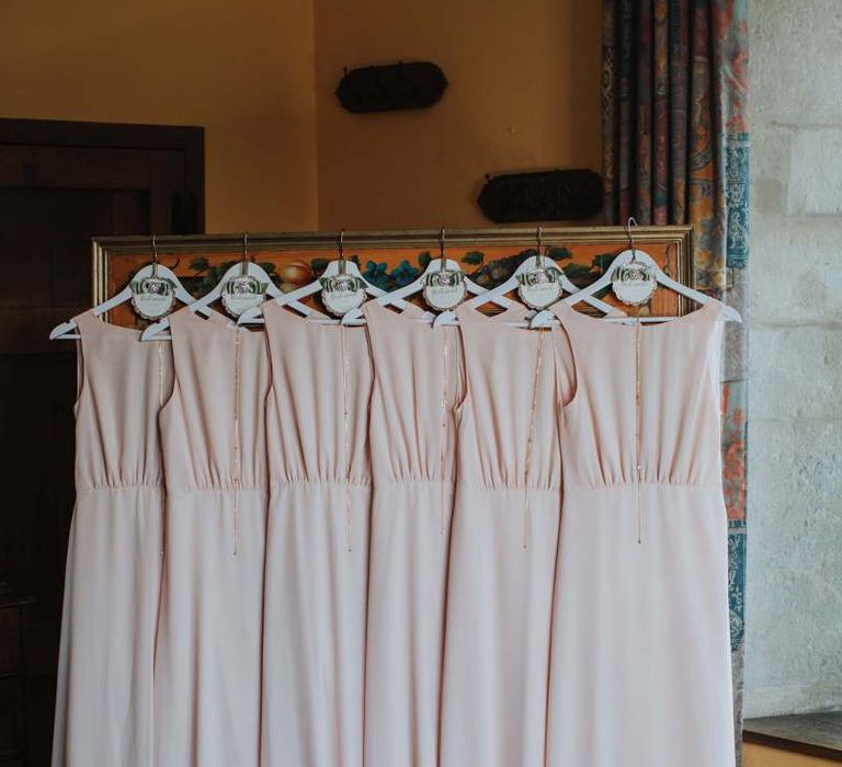 Pink Bridesmaid Dresses With Personalised Hanger