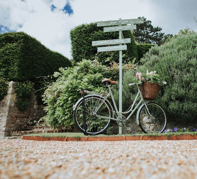 Bike Wedding Sign At Nettlestead Place