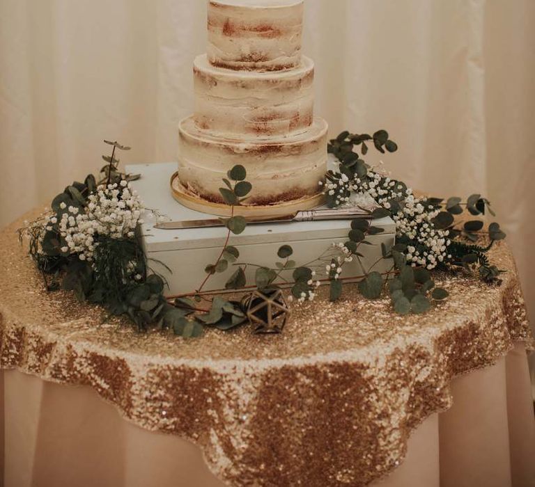 Semi-Naked Wedding Cake With Personalised Cake Topper