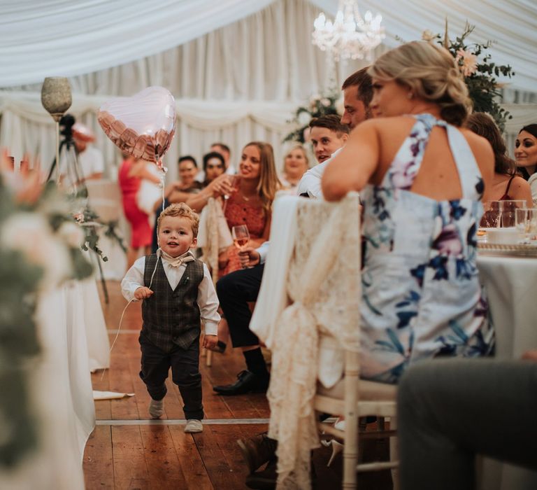 Kids At Wedding Running With Heart Wedding Balloon