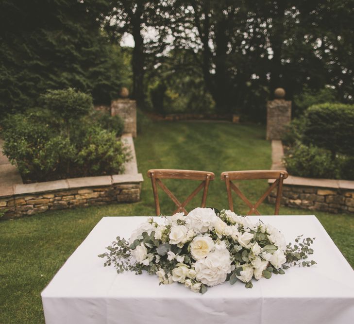 Altar White Wedding Flower Arrangement with Hydrangeas and Roses