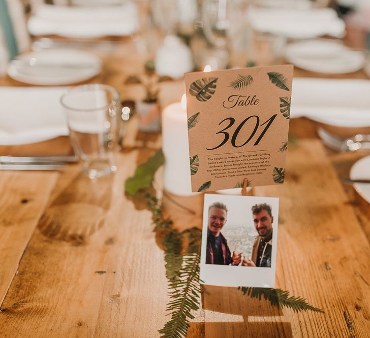 Table Numbers For Wedding With Leaf Print / Image By Lianne Gray Photography