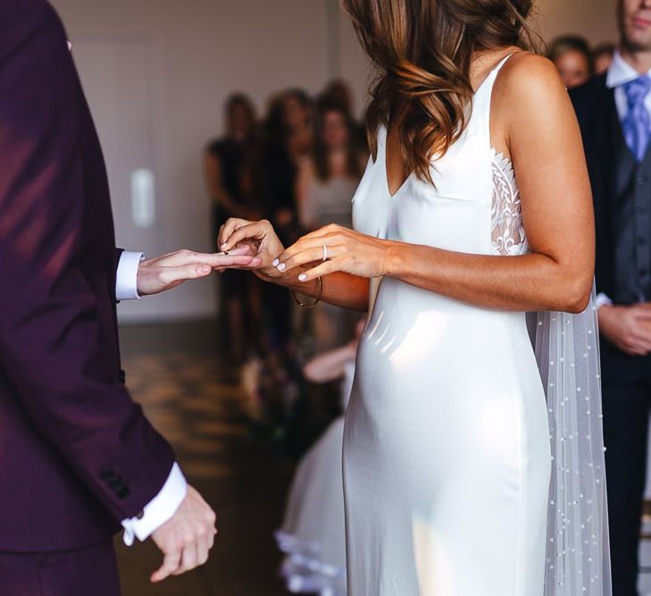 Bride and groom say their vows at industrial styled London ceremony