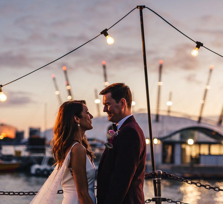 Festoon lighting and sunset views across London