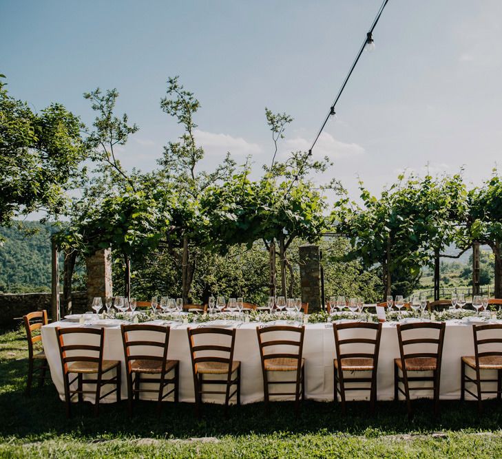 Outdoor wedding breakfast at Italian destination wedding