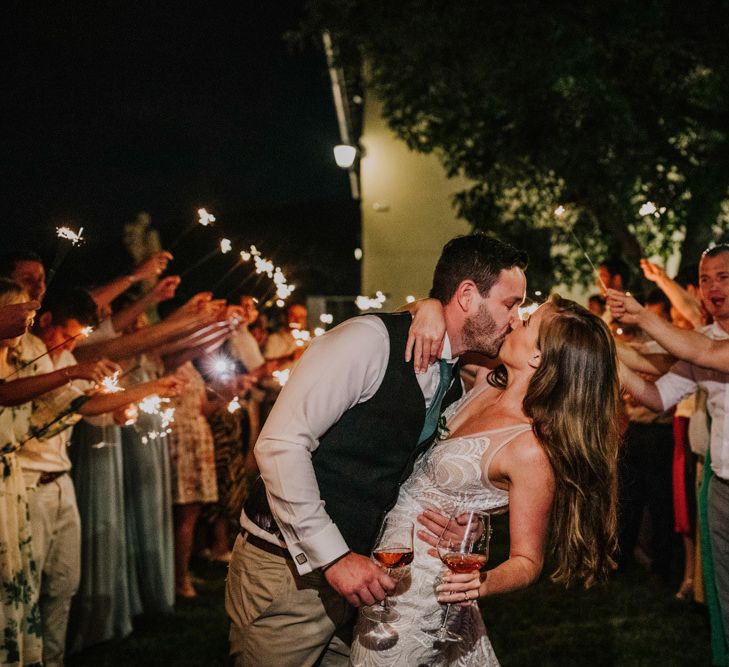 Bride and Groom sparkler exit