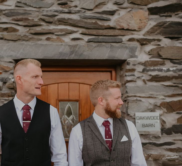 Groom in waistcoat and tie for intimate wedding