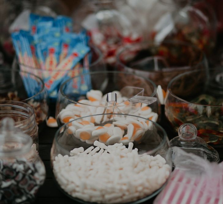 Retro sweet table at wedding