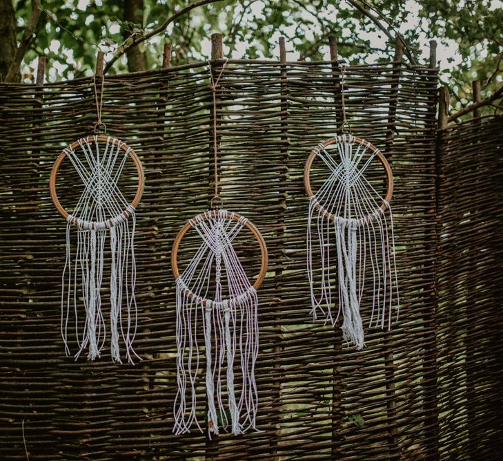 Dreamcatcher Wedding Decor | Macramé &amp; Dreamcatcher Woodland Wedding at Upthorpe Wood | Camilla Andrea Photography