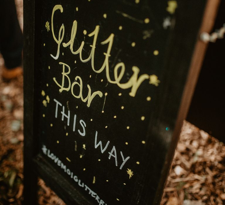 Glitter Bar  | Macramé &amp; Dreamcatcher Woodland Wedding at Upthorpe Wood | Camilla Andrea Photography