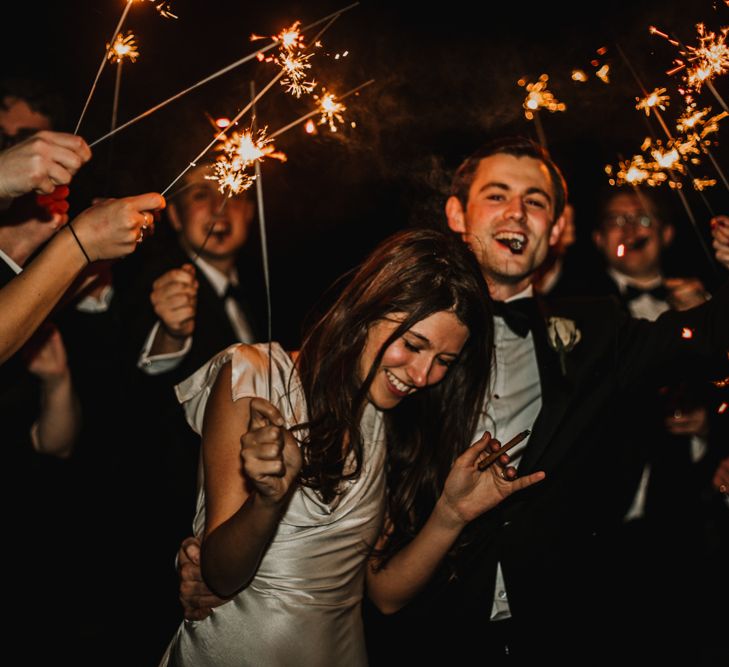 Bride and Groom Sparkler Moment