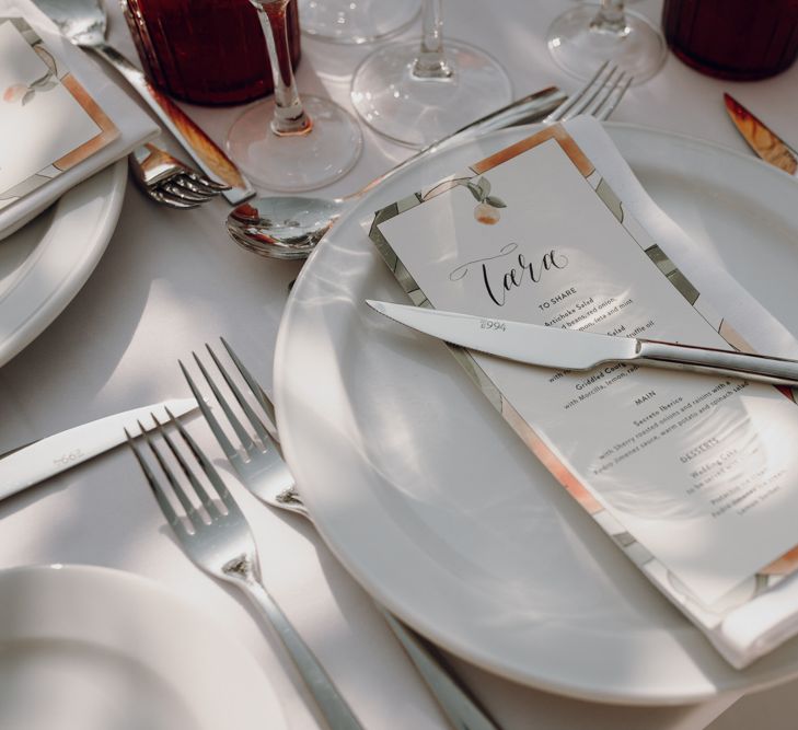 Place setting with menu card