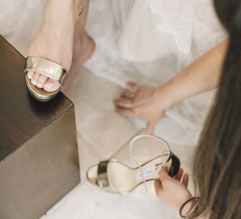 Gold Jimmy Choo Bridal Shoes