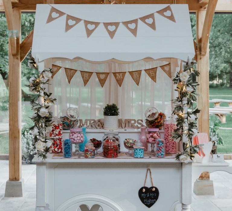 Tasty Sweetie Cart At Rustic Wedding