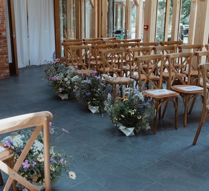 Wild Flowers Lining The Aisle At The Oak Tree Of Peover Wedding Venue