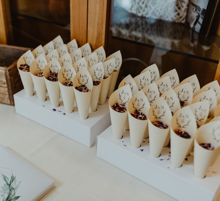 Wedding Confetti Cones and Wooden Card Box