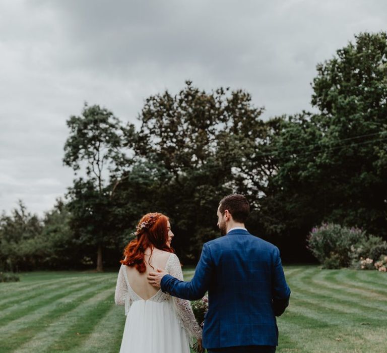 Bride and Groom Take A Moment After Ceremony