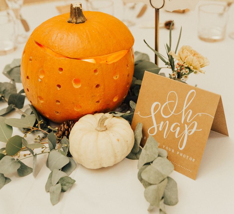 Orange and White Pumpkin Wedding Centrepieces