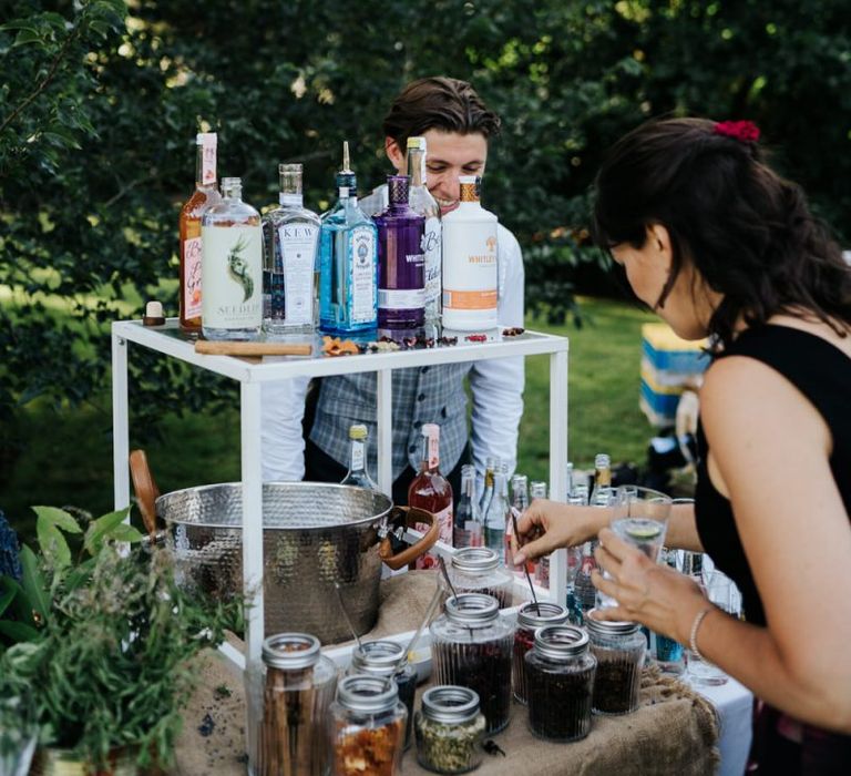 DIY Gin bar at Kew Gardens wedding