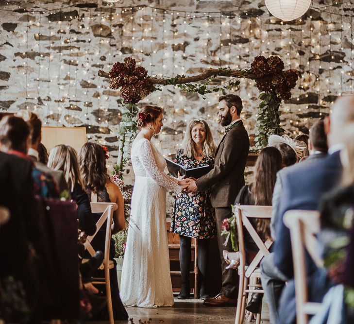 Homemade wedding arch for Snowdonia wedding ceremony