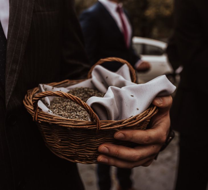 Confetti basket at Snowdonia wedding