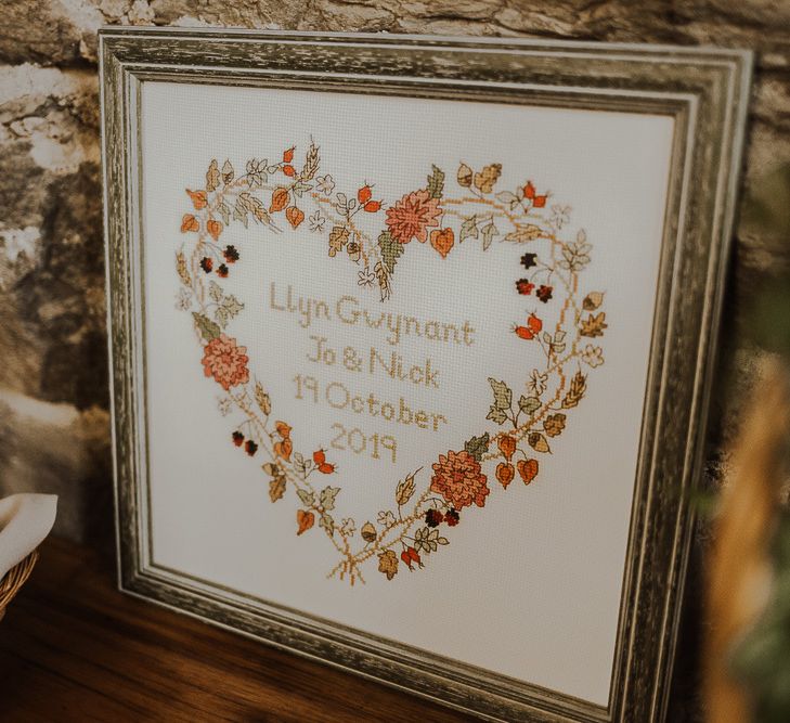 Beautiful handmade wedding sign at Snowdonia wedding