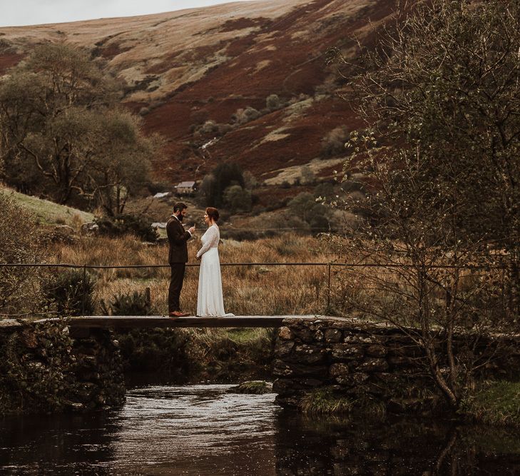 Intimate vow exchange at Snowdonia wedding