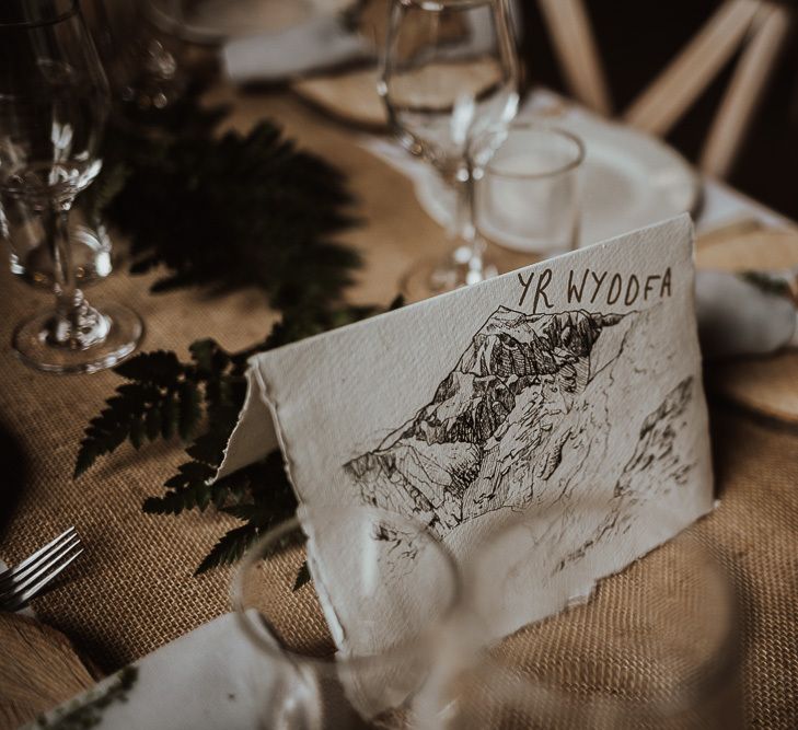 Rustic wedding table decorations at Snowdonia wedding