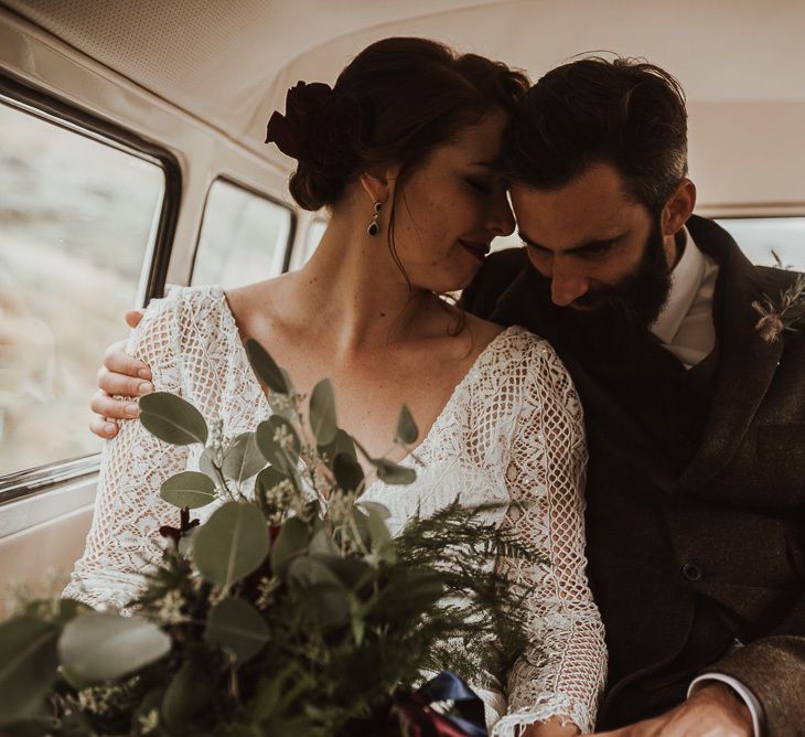 Bride and groom have a moment to themselves at Snowdonia wedding