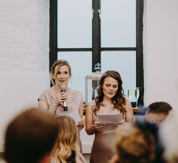 Bridesmaids Speeches in Pink Ghost Dresses