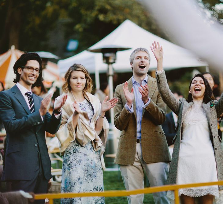 British tweed countryside wedding complete with Vintage Fun Fair | Sandra Mansour Dress | Hunter Wellies | Marleybrook House | Hunter Wellies | Images by David Jenkins