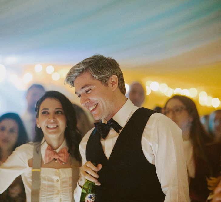 His and Hers Bowties. British tweed countryside wedding complete with Vintage Fun Fair | Sandra Mansour Dress | Hunter Wellies | Marleybrook House | Hunter Wellies | Images by David Jenkins