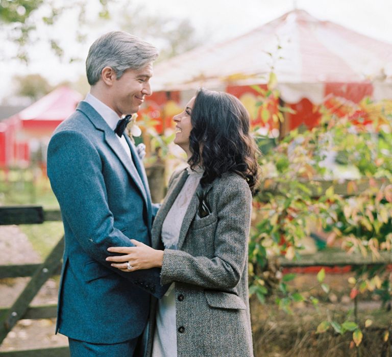 Big bowtie. British tweed countryside wedding complete with Vintage Fun Fair | Sandra Mansour Dress | Hunter Wellies | Marleybrook House | Hunter Wellies | Images by David Jenkins