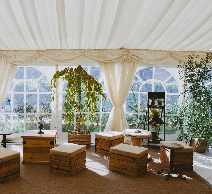 Decor by Venue. British tweed countryside wedding complete with Vintage Fun Fair | Sandra Mansour Dress | Hunter Wellies | Marleybrook House | Hunter Wellies | Images by David Jenkins