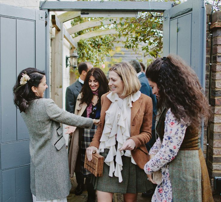 Guests. British tweed countryside wedding complete with Vintage Fun Fair | Sandra Mansour Dress | Hunter Wellies | Marleybrook House | Hunter Wellies | Images by David Jenkins