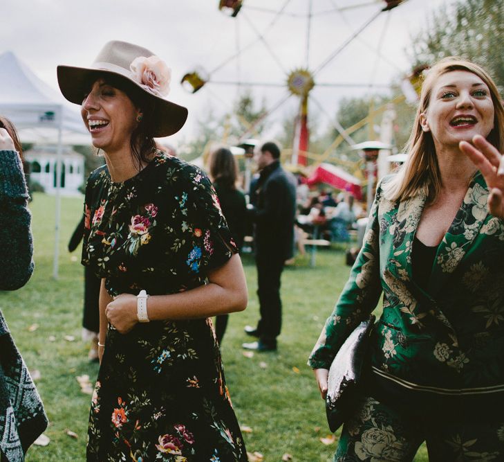 Gorgeous guests. British tweed countryside wedding complete with Vintage Fun Fair | Sandra Mansour Dress | Hunter Wellies | Marleybrook House | Hunter Wellies | Images by David Jenkins