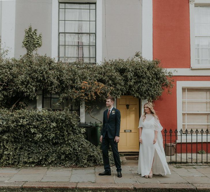 Bride In Lena Medoyeff Wedding Dress And Wedding Cape