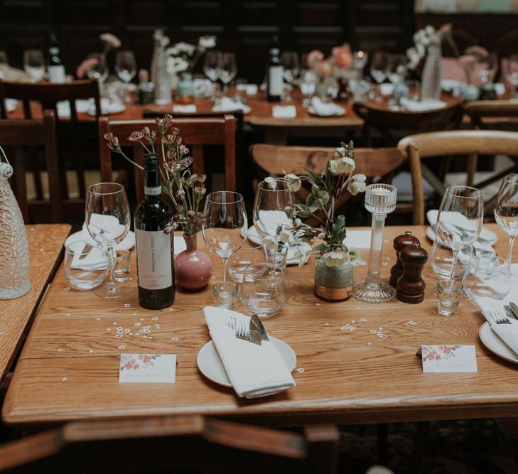 Wedding Table Set Up For London Pub Wedding